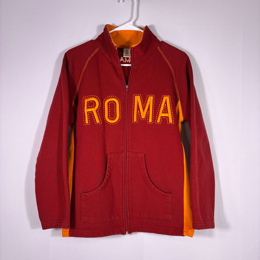 ROMA Red & Orange Cotton Zip Up Football Jacket Size Medium